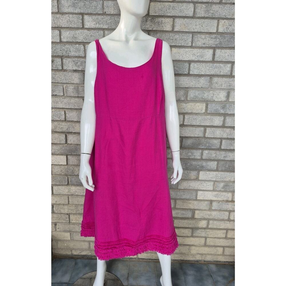 Eileen Fisher 100% Irish Linen Pink Sleeveless Sun Dress Women's Size 1X